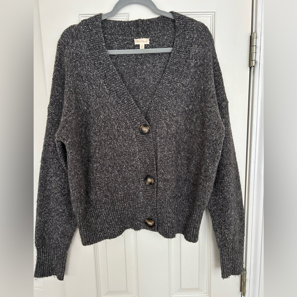 Hem & Thread Charcoal Button-Up Cardigan